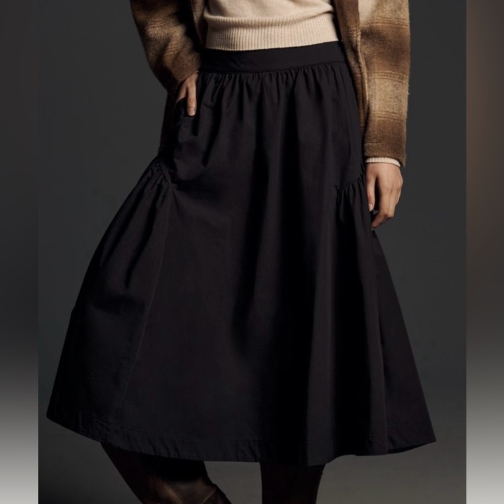 Anthropologie Drop-Waist Midi Skirt